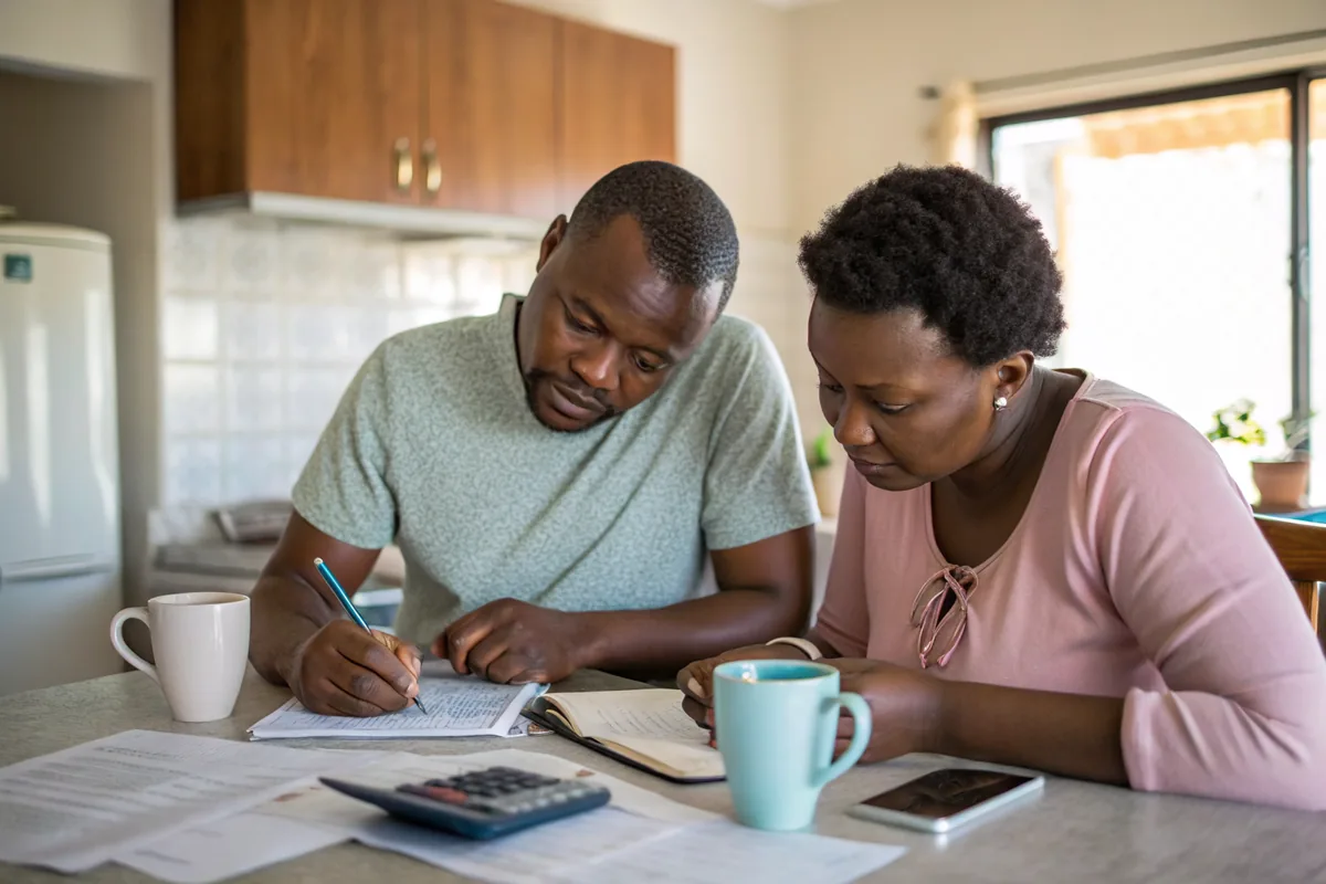 A household reviewing their monthly budget together